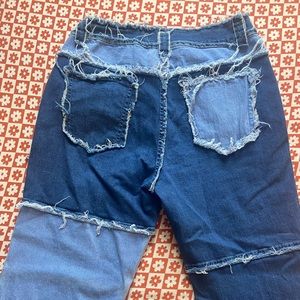 Color blocking stretchy jeans